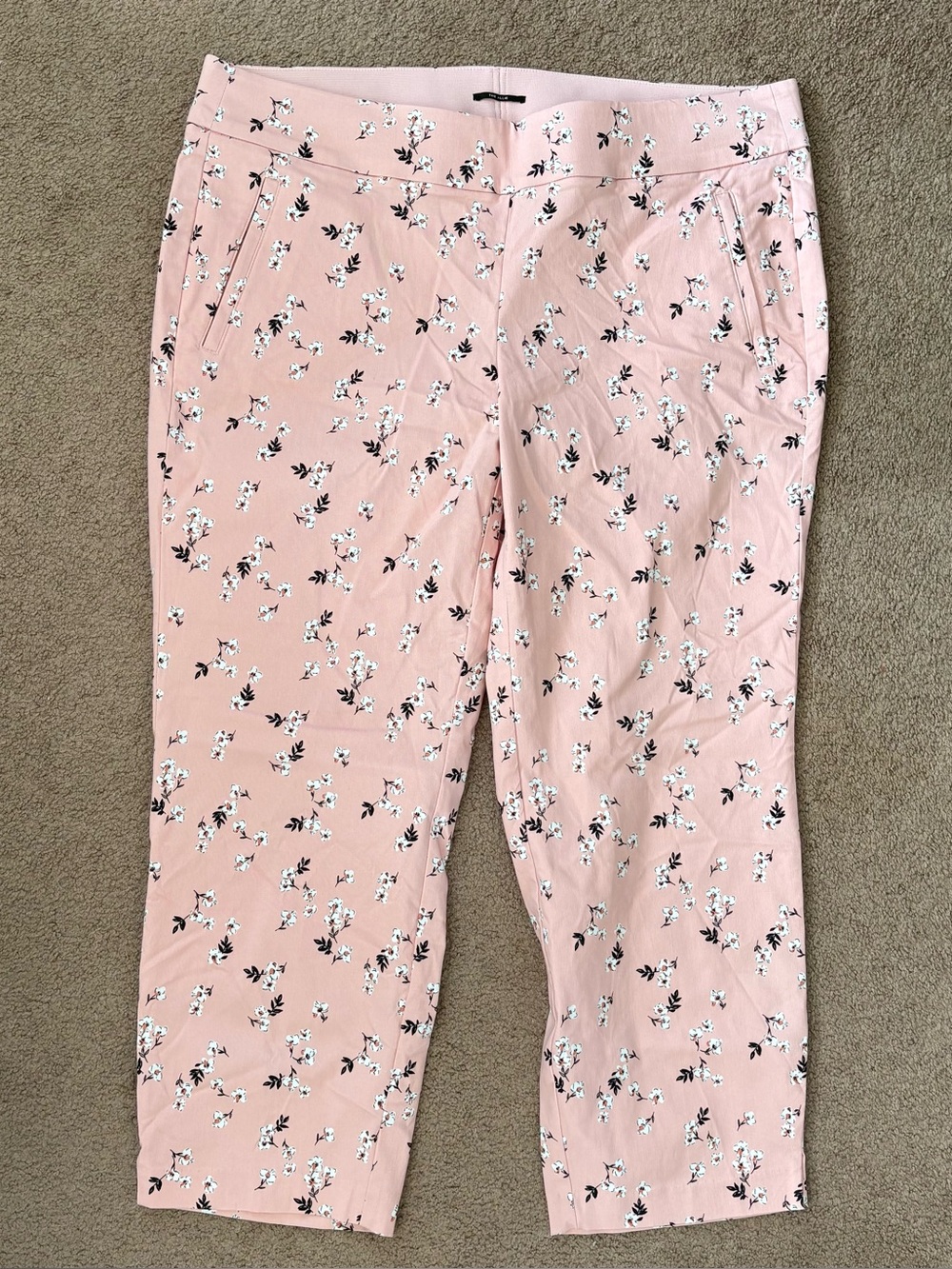 Lane Bryant Pink Floral Straight-Leg Cropped Pants